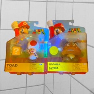 Jakks Pacific Super Mario Toad Action Figure + Jakks  Goomba Action Figure